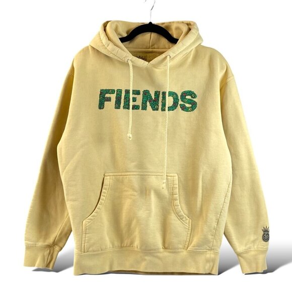 Super Mookin Fiends Flower Bed Pullover Hoodie Mens Sz M Yellow Hooded Sweatshir - Picture 1 of 13